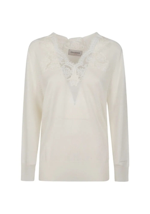 Ermanno Scervino lace-detail V-neck top - Neutrals