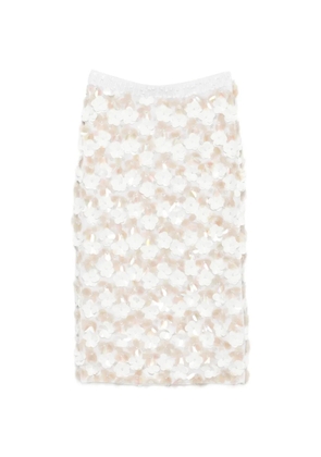 P.A.R.O.S.H. floral-appliqué midi skirt - White