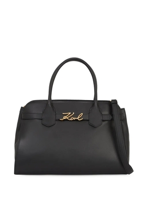 Karl Lagerfeld logo-lettering leather tote bag - Black
