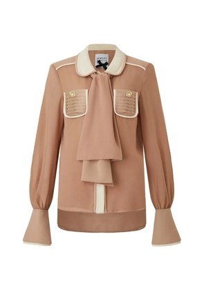 Edward Achour Paris round-collar pocketed blouse - Neutrals