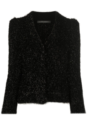 Alberta Ferretti V-neck fluffy jumper - Black