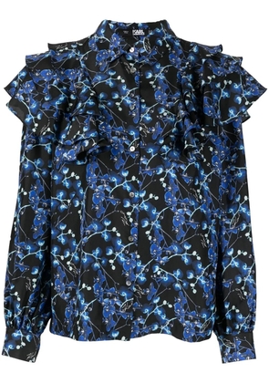 Karl Lagerfeld Orchid print silk shirt - Black