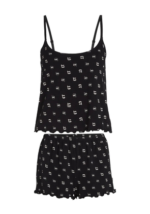 Karl Lagerfeld scalloped-edge pajama set - Black