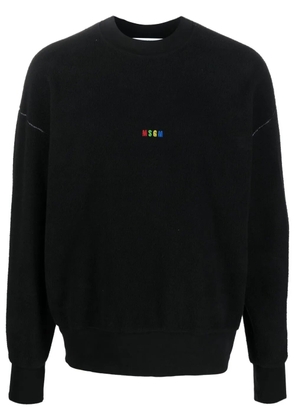MSGM logo-embroidered fleece sweatshirt - Black