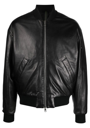Low Brand zip-up leather bomber jacket - Black