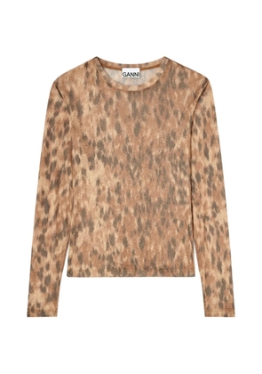 GANNI animal print long-sleeved top - Neutrals