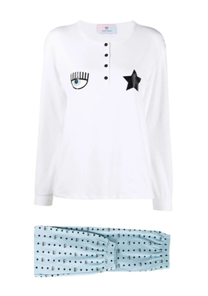 Chiara Ferragni Eye Star Henley-neck pajamas - White