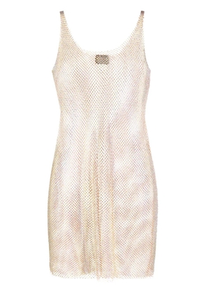 Santa Brands crystal-embellished chainmail minidress - Neutrals