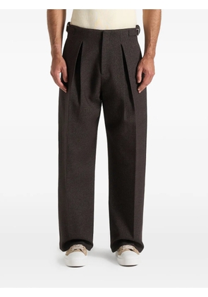 Manière De Voir Lior pleat hatched wide-leg trousers - Brown