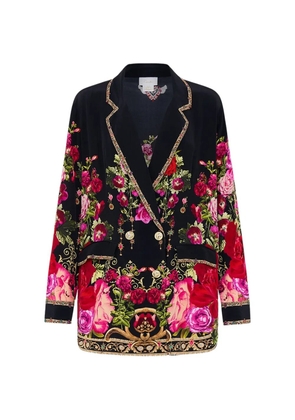 Camilla double-breasted floral jacket - Black