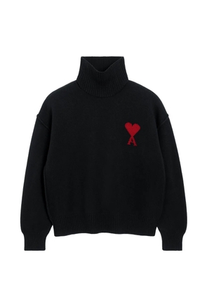 AMI Paris Ami De Coeur funnel-neck wool sweater - Black