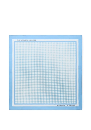 Ermanno Scervino vichy print square silk stole - Blue