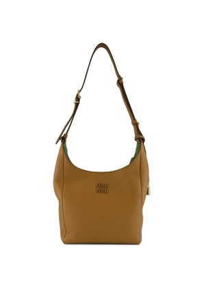 Miu Miu logo-patch leather shoulder bag - Brown