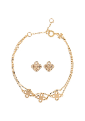 Tory Burch clover-logo earrings and bracelet set - Gold