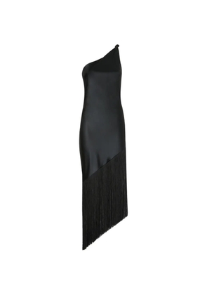 PINKO fringed one-shoulder midi dress - Black