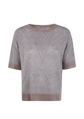 D.Exterior zigzag-pattern T-shirt - Brown