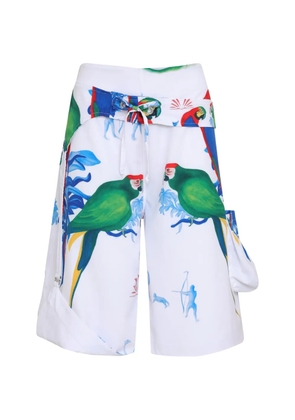 Amir Slama drawstring parrot print shorts - White