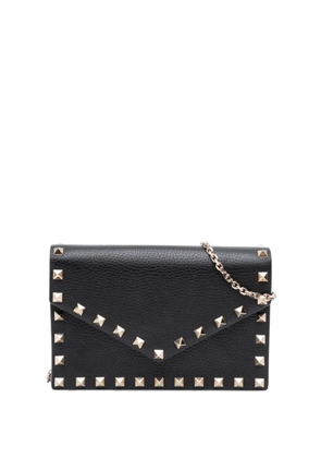 Valentino Garavani Pre-Owned 2000-2017 Pebbled Calfskin Rockstud Envelope Wallet on Chain crossbody bag - Black
