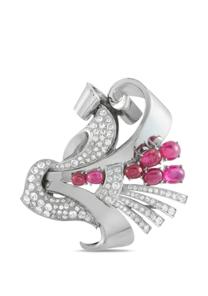 LB Exclusive ruby diamond platinum brooch - Silver