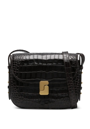 Soeur mini embossed-leather shoulder bag - Brown
