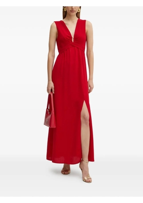 Morgan V-neck side-slit maxi dress - Red