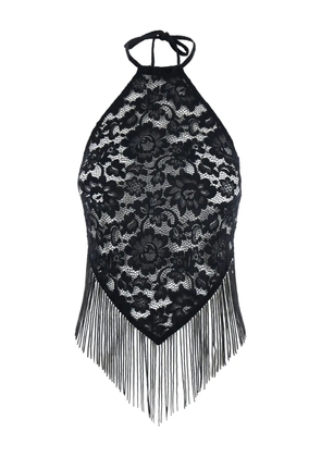 VENUJA lace-panelled halter top - Black