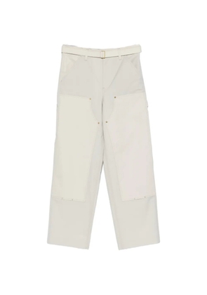 sacai belted panelled trousers - Neutrals