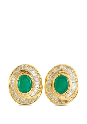 LB Exclusive yellow gold diamond emerald clip-on earrings
