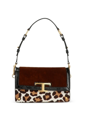 Tod's animal-print T-detail shoulder bag - Black