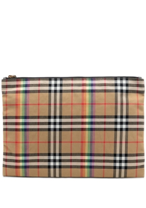 Burberry Pre-Owned 2000-2017 House Check Canvas Rainbow clutch bag - Brown