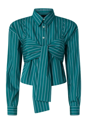 PINKO striped-pattern tie-front shirt - Green