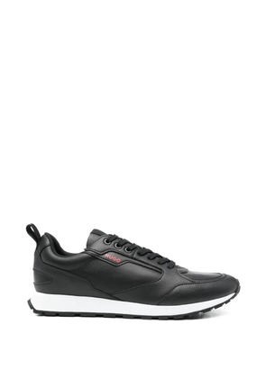 HUGO logo-print leather sneakers - Black