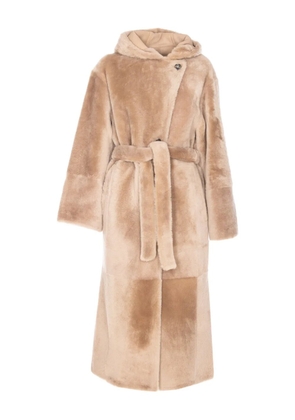 Yves Salomon hooded belted faux-fur coat - Neutrals