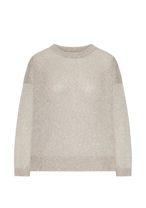 Brunello Cucinelli sparkling crew neck linen sweater - Neutrals
