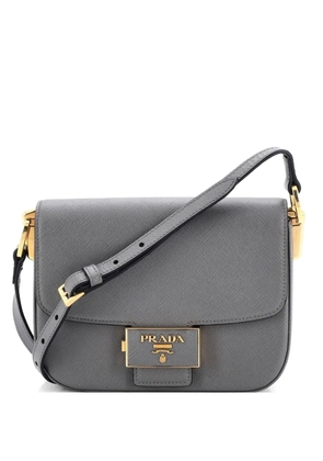 Prada Pre-Owned Embleme Flap Bag Saffiano Leather Small shoulder bag - Grey