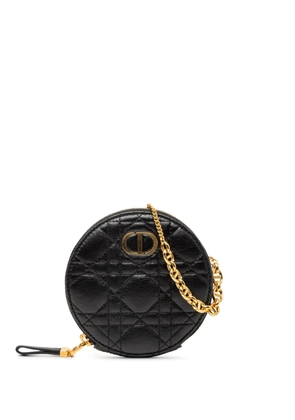 Christian Dior Pre-Owned 2021 Calfskin Cannage Round Caro Pouch with Chain crossbody bag - Black