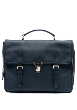 Prada Pre-Owned 2000-2010 Saffiano Double Buckle Briefcase business bag - Blue