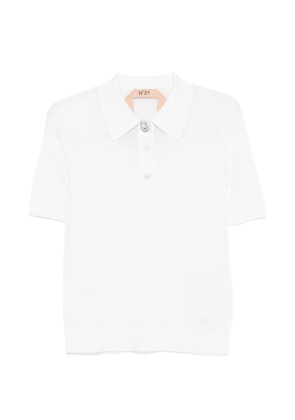 Nº21 embellished-button polo top - Neutrals