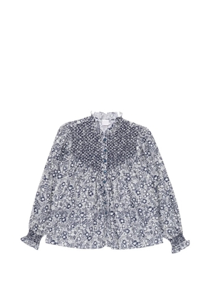 Loretta Caponi smocked floral blouse - Blue