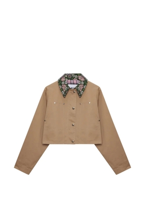 MSGM floral-collar cropped jacket - Neutrals