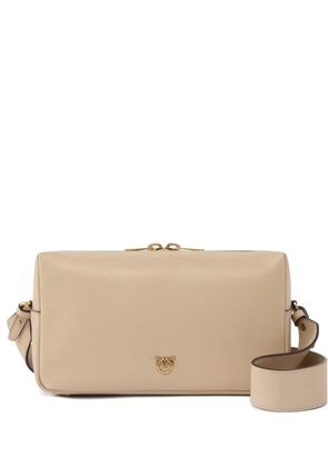 PINKO Horizontal zip-fastening leather shoulder bag - Neutrals