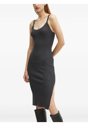 Morgan rib split midi dress - Grey