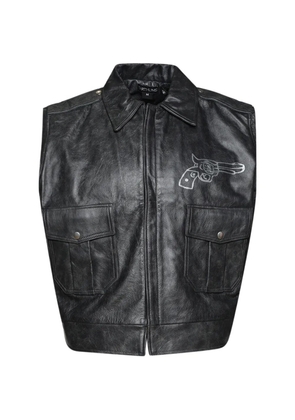 EARTHLING VIP gun-print leather vest - Black