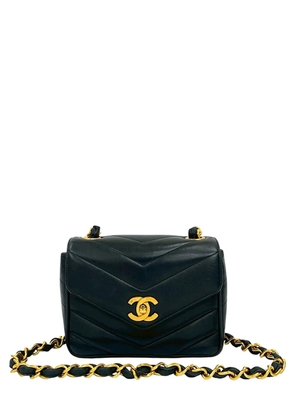 CHANEL Pre-Owned 1994-1996 Mini CC Chevron Lambskin Envelope Flap crossbody bag - Black