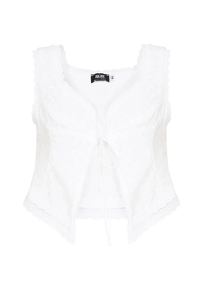 Amir Slama x Jade Picon lace tie-detail top - White