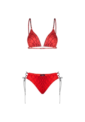 Noire Swimwear Red Snake tie-side bikini