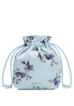 GANNI floral drawstring bucket bag - Blue