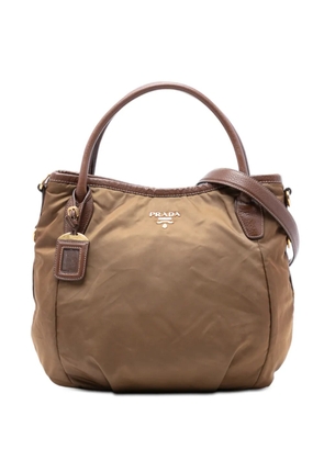 Prada Pre-Owned 2000-2025 Vitello Daino Trimmed Tessuto satchel - Brown