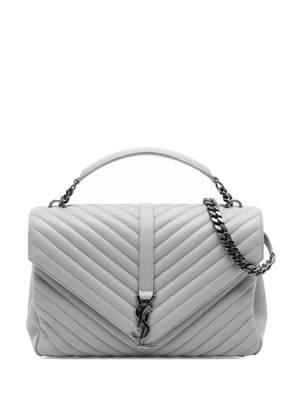 Saint Laurent Pre-Owned 2017 Large Chevron Sheepskin Monogram College satchel - Grey