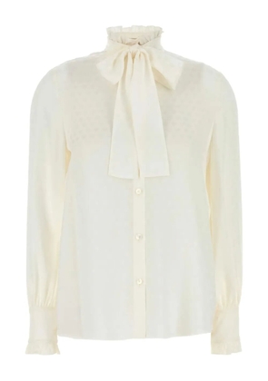 Valentino Garavani ruffled-neck silk shirt - Neutrals